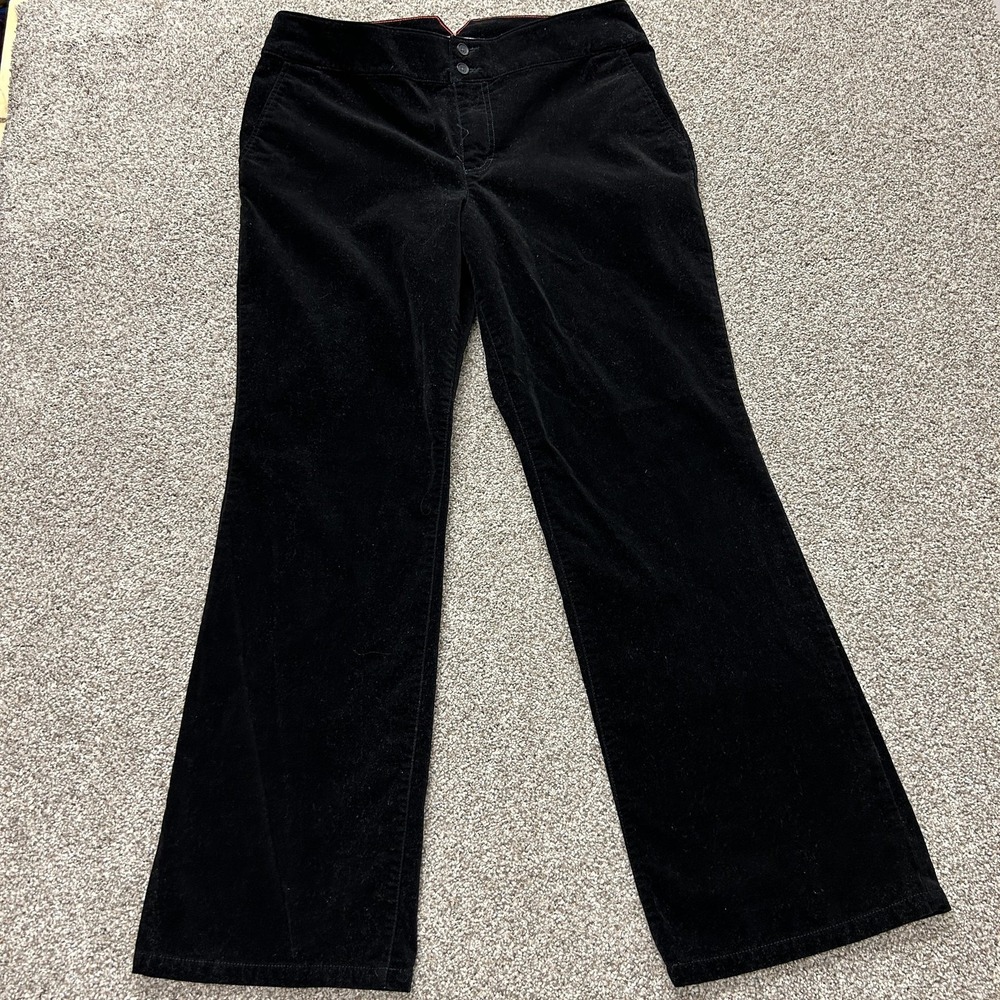 Y2K Tommy Hilfiger Dress Pants Womens 12 Black Velvet Straight Stretch Pockets